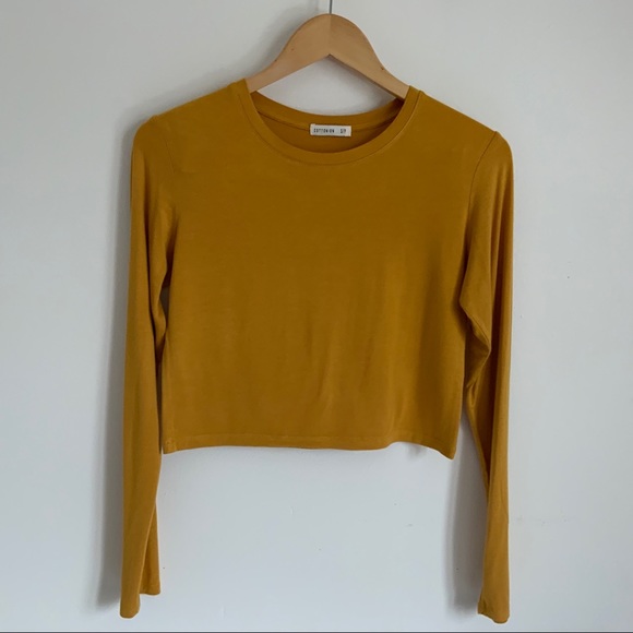 COTTON:ON Tops - COTTON:ON Mustard Cropped Long Sleeve Shirt